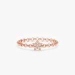 18K Solid Gold Natural Diamond Star Chain Ring - Image 5