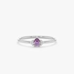 14K Solid Gold Amethyst Natural Diamond Engagement Ring - 图片 3