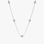 14K Solid Gold Amethyst Station Necklace - Image 2