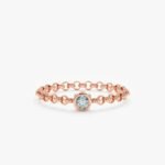 14K Solid Gold Aquamarine Chain Ring - Image 3