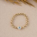14K Solid Gold Aquamarine Chain Ring - Image 4