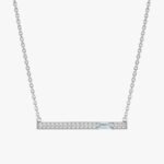 Aquamarine Natural Diamond Bar Necklace - 图片 2