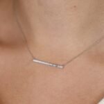 Aquamarine Natural Diamond Bar Necklace - 图片 3