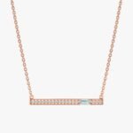 Aquamarine Natural Diamond Bar Necklace - 图片 4
