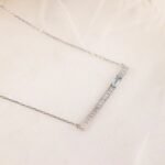 Aquamarine Natural Diamond Bar Necklace - 图片 5
