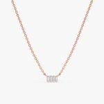 Baguette Natural Diamond Bar Necklace - Image 2