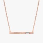 Baguette Natural Diamond Bar Necklace - 图片 4