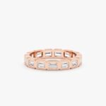 14K Solid Gold Baguette Natural Diamond Eternity Ring - 图片 3