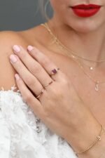 14K Solid Gold Baguette Ruby Dome Ring - Image 3