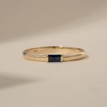 14K Solid Gold Baguette Sapphire Dome Ring - Image 4
