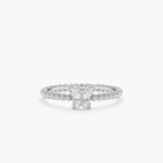 14K Solid Gold Beaded Natural Diamond Butterfly Ring - 图片 2