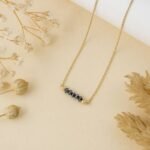 Black Diamond Beaded Bar Necklace - 图片 2