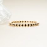 14K Solid Gold Natural Black Diamond Eternity Ring - 图片 3