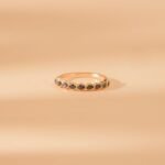 14K Solid Gold Black Natural Diamond Half Eternity Ring - 图片 5