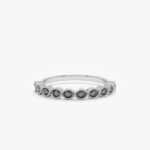 14K Solid Gold Black Natural Diamond Half Eternity Ring - 图片 2