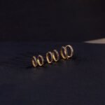 Black Natural Diamond Huggie Hoop Earrings - Image 3