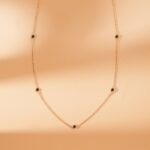 14K Solid Gold Black Diamond Station Necklace - Image 5