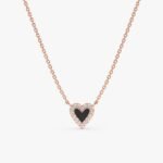 Black Enamel & Natural Diamonds Heart Necklace - 图片 3