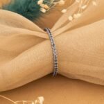 14K Solid Gold Blue Natural Diamond Eternity Ring - 图片 6