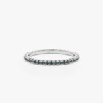 14K Solid Gold Blue Natural Diamond Eternity Ring - 图片 2