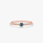 18K Solid Gold Blue Topaz and Natural Diamond Engagement Ring - 图片 6