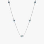 18k Solid Gold Blue Topaz Station Necklace - Image 2
