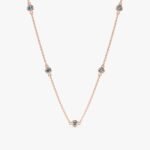 18k Solid Gold Blue Topaz Station Necklace - Image 3