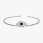 14K Solid Gold Bold Sapphire & Diamond Eye Bracelet - 图片 2