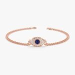 14K Solid Gold Bold Sapphire & Diamond Eye Bracelet - 图片 4