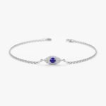 14K Solid Gold Bold Sapphire Diamond Eye Bracelet - 图片 2