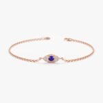 14K Solid Gold Bold Sapphire Diamond Eye Bracelet - 图片 3