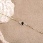14K Solid Gold Bold Sapphire Diamond Eye Bracelet - 图片 5