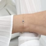 14K Solid Gold Bold Sapphire Diamond Eye Bracelet - 图片 6