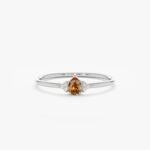 14K Solid Gold Citrine and Natural Diamond Engagement Ring - Image 2