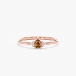 14K Solid Gold Citrine and Natural Diamond Engagement Ring - Image 3
