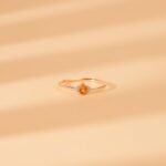 14K Solid Gold Citrine and Natural Diamond Engagement Ring - Image 4