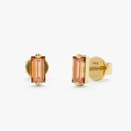Citrine Baguette Stud Earrings