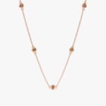 14K Solid Gold Citrine Station Necklace - 图片 3
