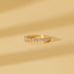 14K Solid Gold Cluster Natural Diamond Half Eternity Ring - Image 3