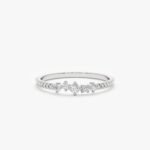 14K Solid Gold Cluster Natural Diamond Stacking Ring - 图片 2