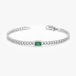 14K Solid Gold Cuban Chain Emerald Bracelet - 图片 2
