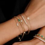 14K Solid Gold Cuban Chain Emerald Bracelet - 图片 6