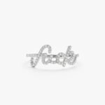 14K Solid Gold Cursive Natural Diamond Fuck Ring - Image 2