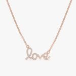 Cursive Diamond Love Necklace - 图片 4