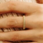 14K Solid Gold Natural Diamond & Bead Eternity Ring - Image 3