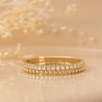 14K Solid Gold Natural Diamond & Bead Eternity Ring - Image 5