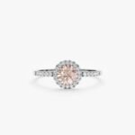14K Solid Gold Natural Diamond & Morganite Engagement Ring - 图片 2