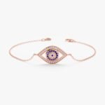 14K Solid Gold Diamond & Sapphire Lucky Eye Bracelet - 图片 4