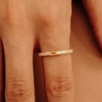 14K Solid Gold Natural Diamond and Baguette Citrine Ring - 图片 5