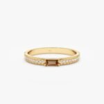 14K Solid Gold Natural Diamond and Baguette Citrine Ring - 图片 2